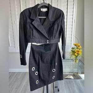 YOUNG EDWARDIAN Rare Vintage Black Two Piece Set Bolero Jacket/Skirt Size 9